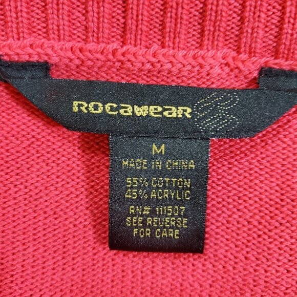 Rocawear Sweater Womens Red V-Neck Pullover Long Sleeve Cotton Blend‎ Size M - Picture 3 of 7